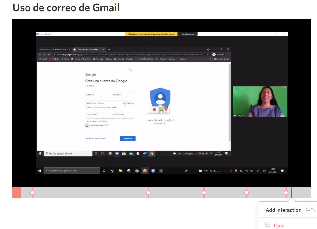 Quiz con la herramienta de Vizia sobre el uso del correo electrónico de Gmail